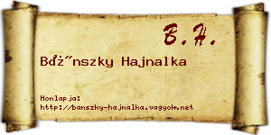 Bánszky Hajnalka névjegykártya